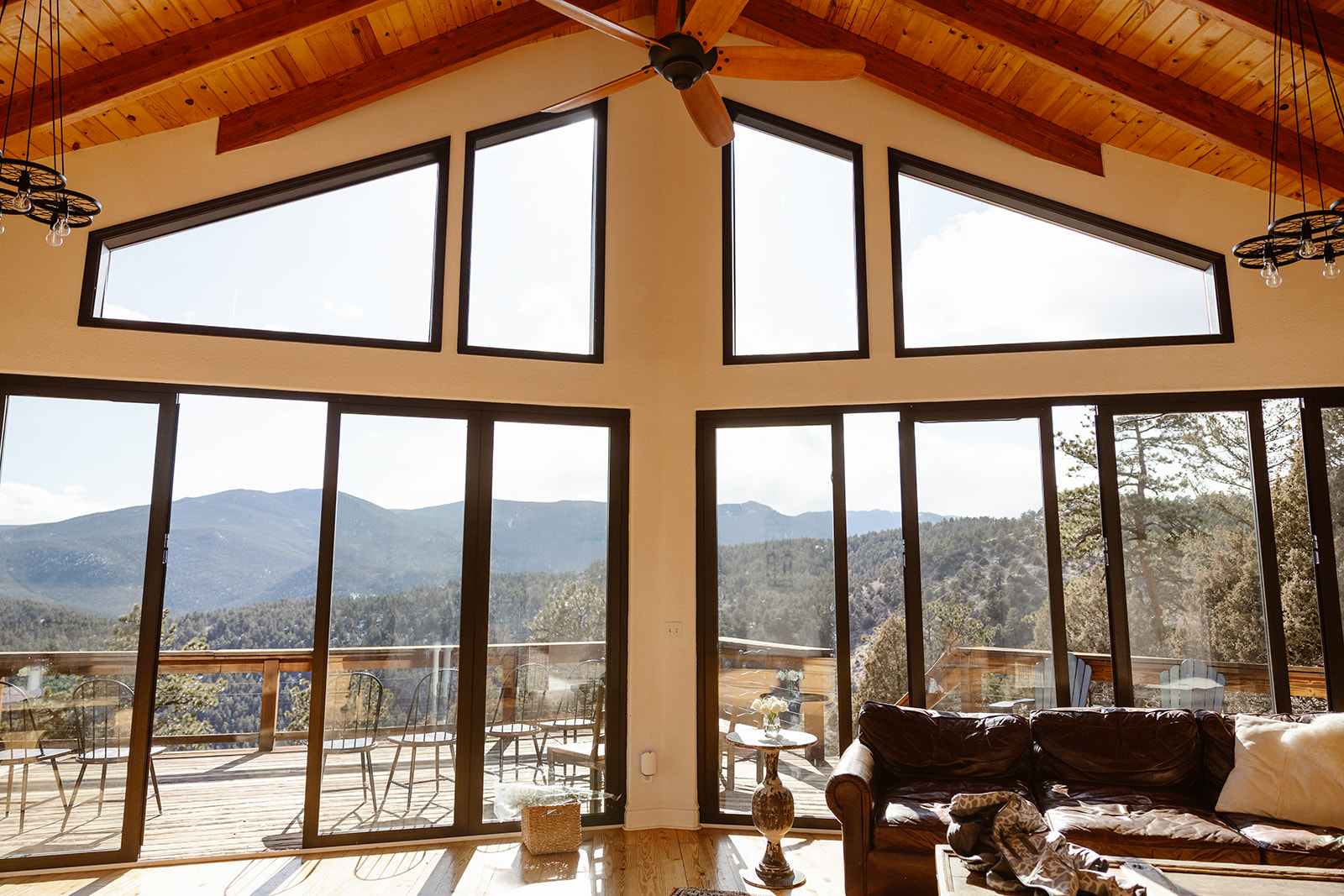 Interior of a VRBO living room in Bailey, Colorado.